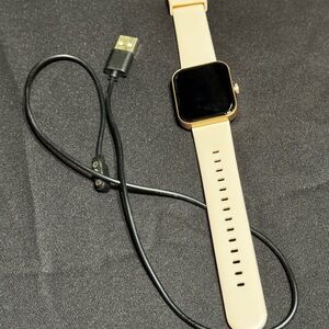 Gold Smartwatch with Cream Band